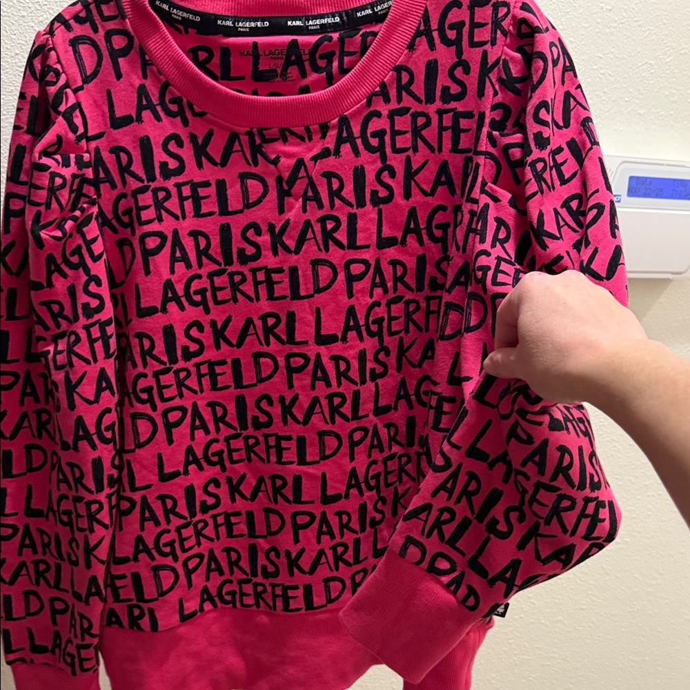 Karl Lagerfeld women’s  Fuchsia and Black Logo Sweatshirt